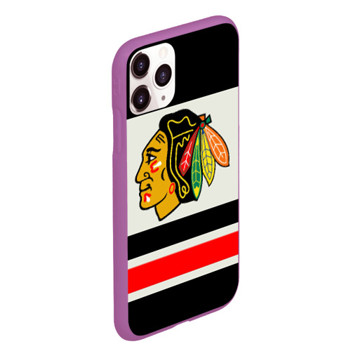 Чехол для iPhone 11 Pro Max матовый Chicago Blackhawks, цвет фиолетовый - фото 3