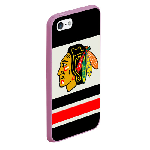 Чехол для iPhone 5/5S матовый Chicago Blackhawks, цвет розовый - фото 3