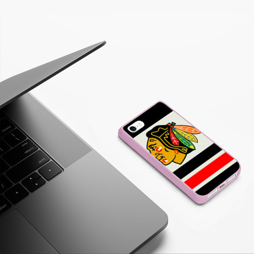 Чехол для iPhone 5/5S матовый Chicago Blackhawks, цвет розовый - фото 5