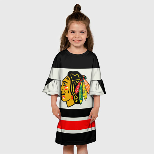 Детское платье 3D с принтом Chicago Blackhawks, вид сбоку #3