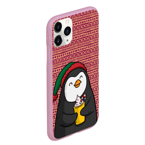 Чехол для iPhone 11 Pro Max матовый Пингвиня, цвет розовый - фото 3