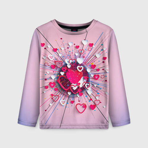 Детский лонгслив 3D Heart heart heart, цвет 3D печать