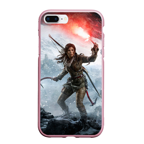 Чехол для iPhone 7Plus/8 Plus матовый Rise of the Tomb Raider, цвет розовый