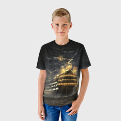 Детская футболка 3D Боевой парусник в суровую погоду - фото 2