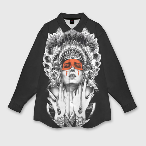 Мужская рубашка oversize 3D с принтом Индейская богиня, вид спереди #2