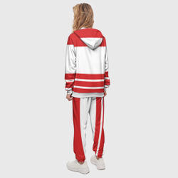 Костюм с принтом Detroit Red Wings для женщины, вид на модели сзади №2. Цвет основы: белый