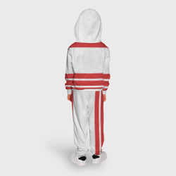Костюм с принтом Detroit Red Wings для ребенка, вид на модели сзади №2. Цвет основы: белый