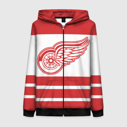 Женская толстовка 3D на молнии Detroit Red Wings, цвет черный