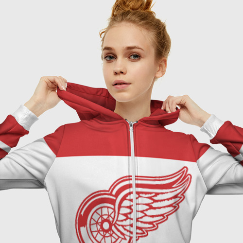 Женская толстовка 3D на молнии Detroit Red Wings, цвет белый - фото 5