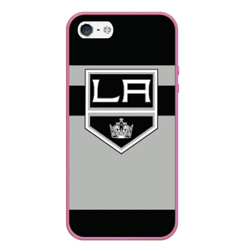 Чехол для iPhone 5/5S матовый Los Angeles Kings, цвет малиновый