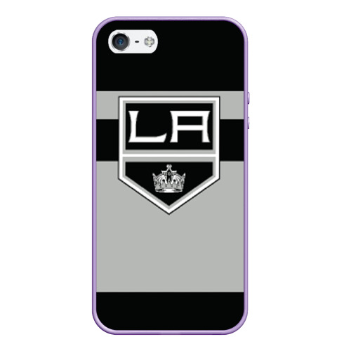 Чехол для iPhone 5/5S матовый Los Angeles Kings, цвет светло-сиреневый