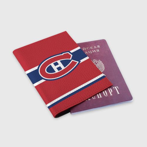 Обложка для паспорта матовая кожа Montreal Canadiens, цвет черный - фото 3