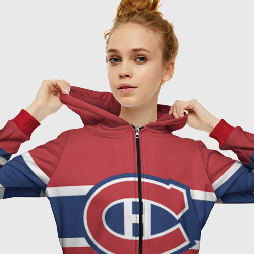 Женская толстовка 3D на молнии Montreal Canadiens, цвет красный - фото 5