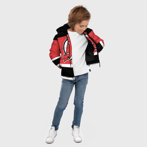 Зимняя куртка для мальчиков 3D с принтом New Jersey Devils, вид сбоку #3