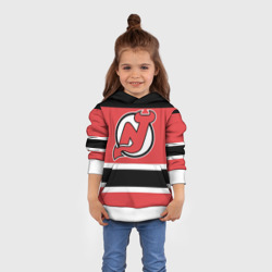 Толстовка с принтом New Jersey Devils для ребенка, вид на модели спереди №3. Цвет основы: белый