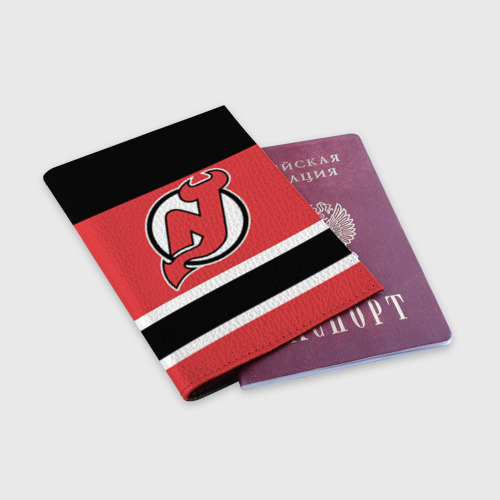 Обложка для паспорта матовая кожа New Jersey Devils - фото 3