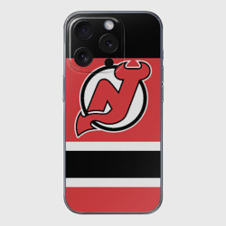 Чехол для iPhone 15 Pro Max силиконовый с защитой камеры New Jersey Devils