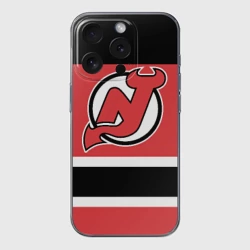 Чехол для iPhone 15 Pro силиконовый с защитой камеры New Jersey Devils