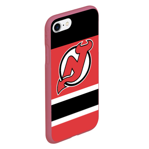 Чехол для iPhone 7/8 матовый New Jersey Devils, цвет малиновый - фото 3