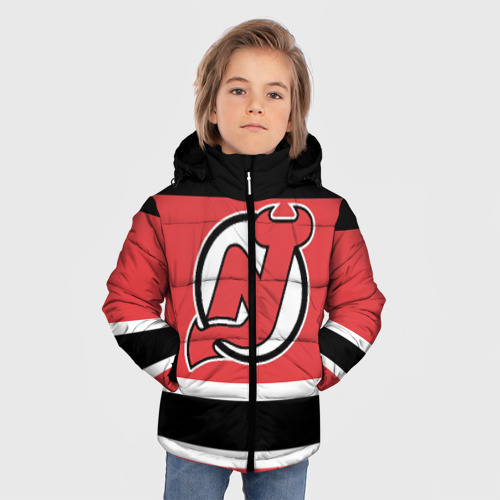 Зимняя куртка для мальчиков 3D с принтом New Jersey Devils, фото на моделе #1