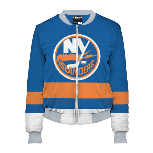 Женский бомбер 3D New York Islanders, цвет меланж