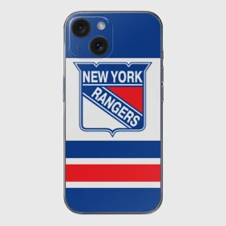 Чехол для iPhone 15 силиконовый с защитой камеры New York Rangers