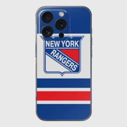 Чехол для iPhone 16 Pro Max силиконовый с защитой камеры New York Rangers
