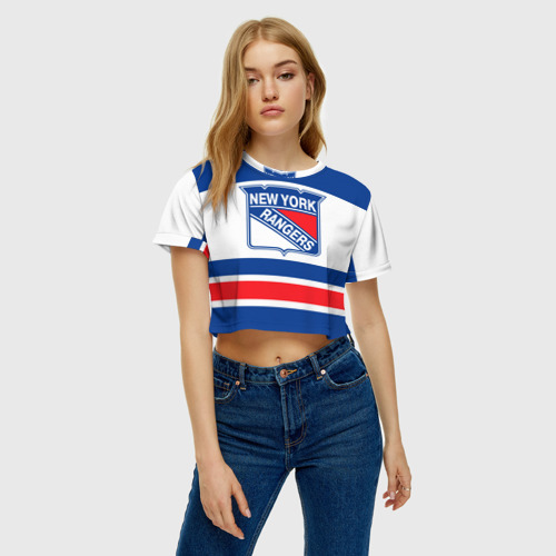 Женская футболка Crop-top 3D New York Rangers, цвет 3D печать - фото 4