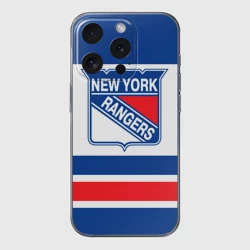 Чехол для iPhone 15 Pro силиконовый с защитой камеры New York Rangers