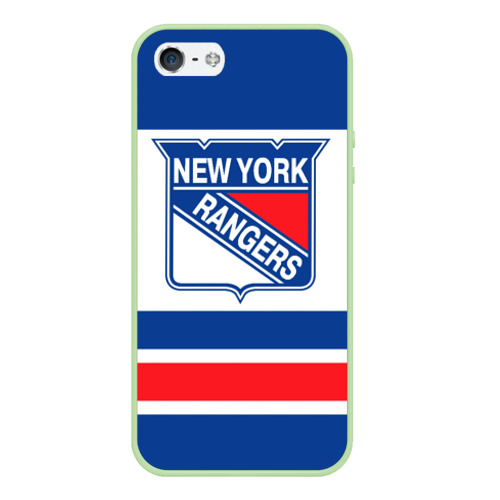 Чехол для iPhone 5/5S матовый New York Rangers, цвет салатовый