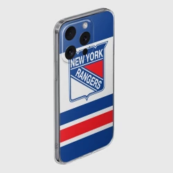 Чехол для iPhone 15 Pro силиконовый с защитой камеры New York Rangers - фото 2