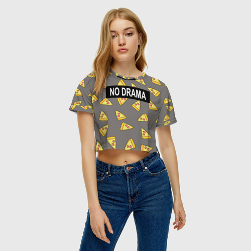 Женская футболка Crop-top 3D No drama, цвет 3D печать - фото 4