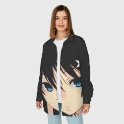 Женская рубашка oversize 3D Black Rock Shooter аниме - глаза Мато Курои  - фото 2