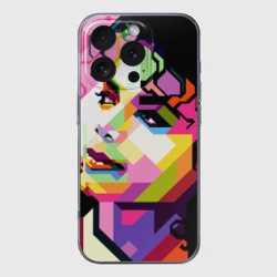 Чехол для iPhone 16 Pro Max силиконовый с защитой камеры Майкл Джексон портрет поп-арт лицо