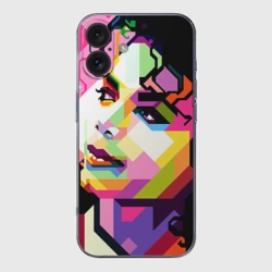 Чехол для iPhone 16 силиконовый с защитой камеры Майкл Джексон портрет поп-арт лицо