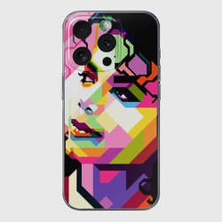 Чехол для iPhone 15 Pro Max силиконовый с защитой камеры Майкл Джексон портрет поп-арт лицо