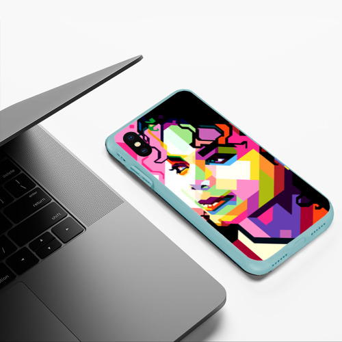 Чехол для iPhone XS Max матовый Майкл Джексон портрет поп-арт лицо, цвет мятный - фото 5