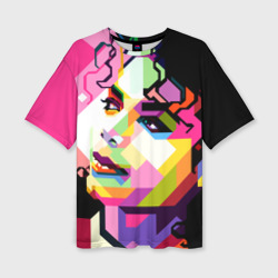 Женская футболка oversize 3D Майкл Джексон портрет поп-арт лицо