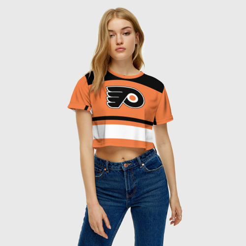 Женская футболка Crop-top 3D Philadelphia Flyers, цвет 3D печать - фото 3