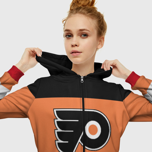 Женская толстовка 3D на молнии Philadelphia Flyers, цвет красный - фото 5