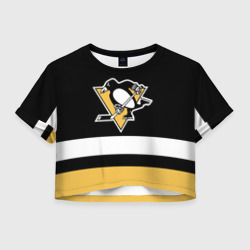 Женская футболка Crop-top 3D Pittsburgh Penguins