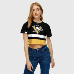 Женская футболка Crop-top 3D Pittsburgh Penguins - фото 2