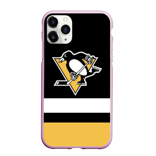 Чехол для iPhone 11 Pro Max матовый Pittsburgh Penguins, цвет розовый