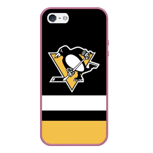 Чехол для iPhone 5/5S матовый Pittsburgh Penguins, цвет розовый