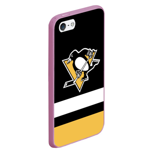 Чехол для iPhone 5/5S матовый Pittsburgh Penguins, цвет розовый - фото 3