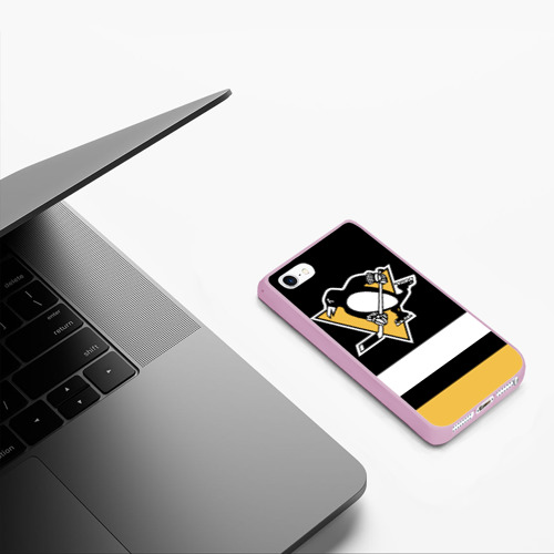 Чехол для iPhone 5/5S матовый Pittsburgh Penguins, цвет розовый - фото 5