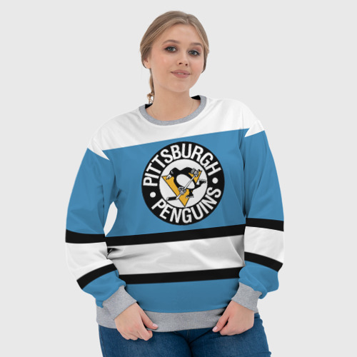 Женский свитшот 3D с принтом Pittsburgh Penguins blue, фото #4