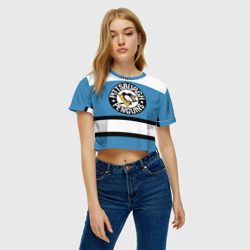 Женская футболка Crop-top 3D Pittsburgh Penguins blue - фото 2