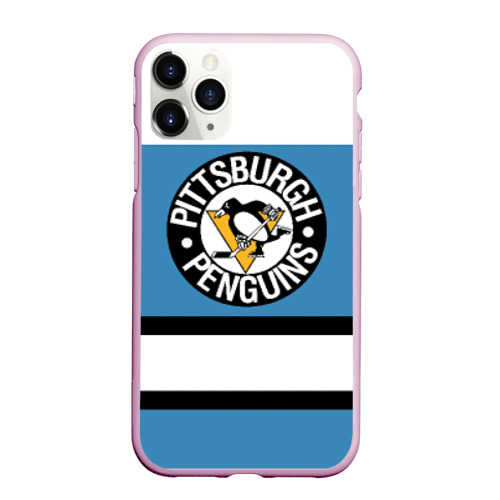 Чехол для iPhone 11 Pro Max матовый Pittsburgh Penguins blue, цвет розовый