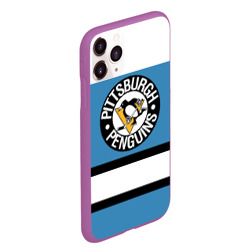 Чехол для iPhone 11 Pro Max матовый Pittsburgh Penguins blue - фото 2